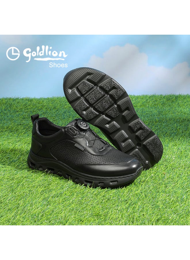 Goldlion Men's Fashion Versatile Comfortable Cushioning Sneakers Business Casual Shoes G559510353aad Black Perforated Size 43 - Image 3