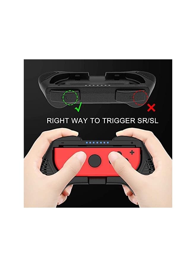 بروماس قبضة وحدة تحكم نينتندو سويتش - 4 قطع من أدوات التحكم في عجلة قيادة السباق، مجموعة مقبض مقبض اللعبة مناسبة لأجهزة تحكم نينتندو سويتش جوي كون (أسود) - Image 2