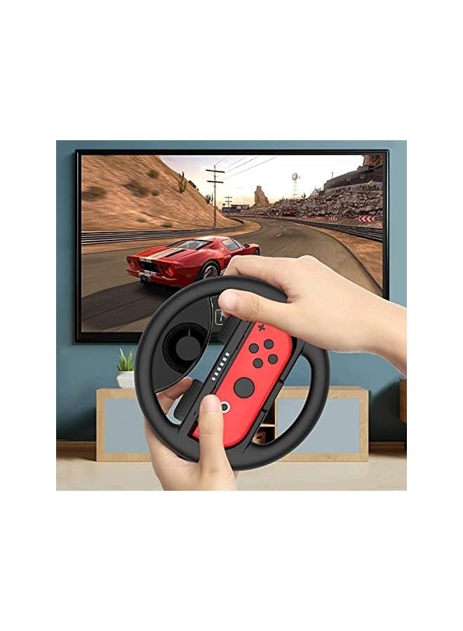 بروماس قبضة وحدة تحكم نينتندو سويتش - 4 قطع من أدوات التحكم في عجلة قيادة السباق، مجموعة مقبض مقبض اللعبة مناسبة لأجهزة تحكم نينتندو سويتش جوي كون (أسود) - Image 4