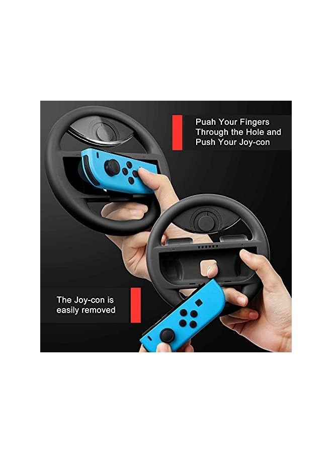 بروماس قبضة وحدة تحكم نينتندو سويتش - 4 قطع من أدوات التحكم في عجلة قيادة السباق، مجموعة مقبض مقبض اللعبة مناسبة لأجهزة تحكم نينتندو سويتش جوي كون (أسود) - Image 3