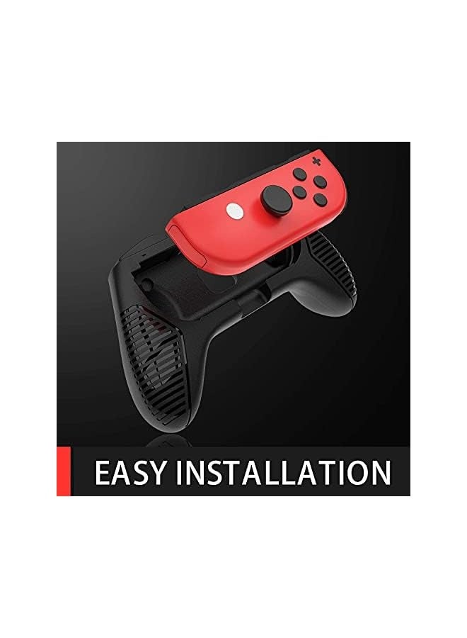 بروماس قبضة وحدة تحكم نينتندو سويتش - 4 قطع من أدوات التحكم في عجلة قيادة السباق، مجموعة مقبض مقبض اللعبة مناسبة لأجهزة تحكم نينتندو سويتش جوي كون (أسود) - Image 5