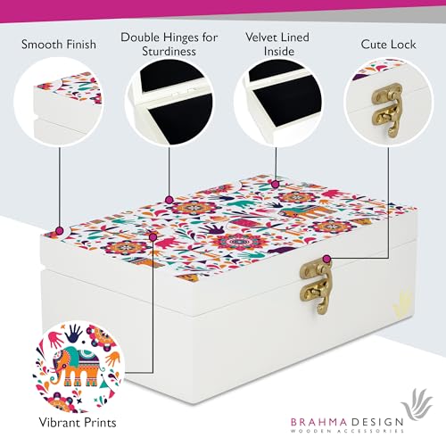 BRAHMA DESIGN Decorative Gift Box for Presents in India Design| Jewellery Box, Tarot Box, Vintage Box, Knick-knacks Storage Trunk Organiser, Gift Box for Packing, Multicolour, Engineered wood - Image 3