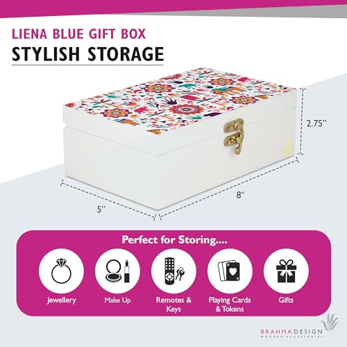 BRAHMA DESIGN Decorative Gift Box for Presents in India Design| Jewellery Box, Tarot Box, Vintage Box, Knick-knacks Storage Trunk Organiser, Gift Box for Packing, Multicolour, Engineered wood - Image 2