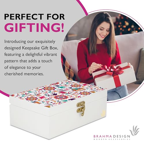 BRAHMA DESIGN Decorative Gift Box for Presents in India Design| Jewellery Box, Tarot Box, Vintage Box, Knick-knacks Storage Trunk Organiser, Gift Box for Packing, Multicolour, Engineered wood - Image 4