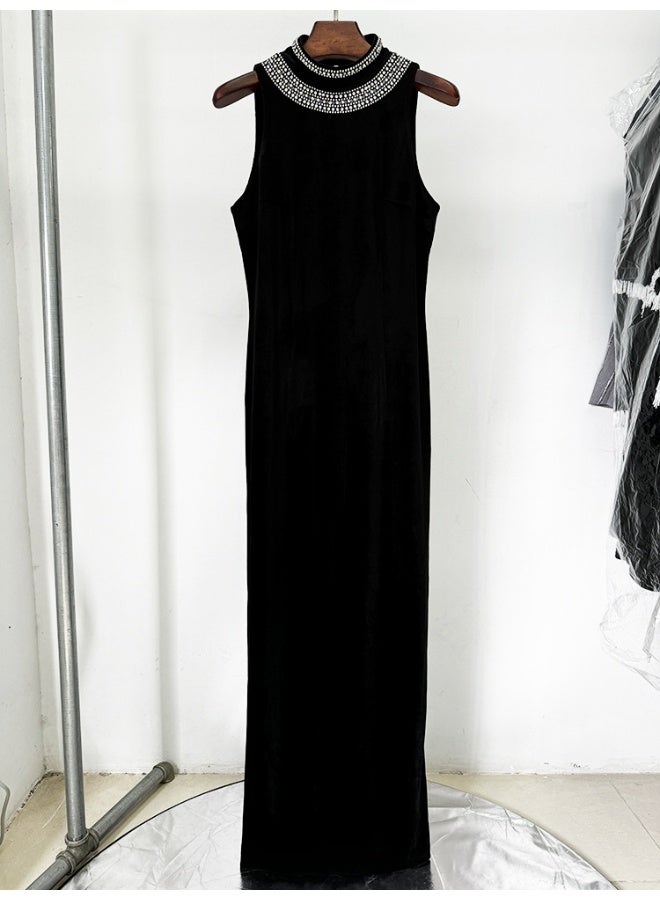 Madam Uniq Embellished Velvet Column Dress - Image 3