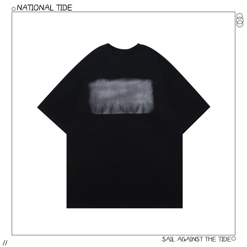 Kenvibe National Trend American Retro High Street Spray Paint Printed Short-Sleeved Men's and Women's Casual Summer New T-Shirts Dropshipping - Image 4