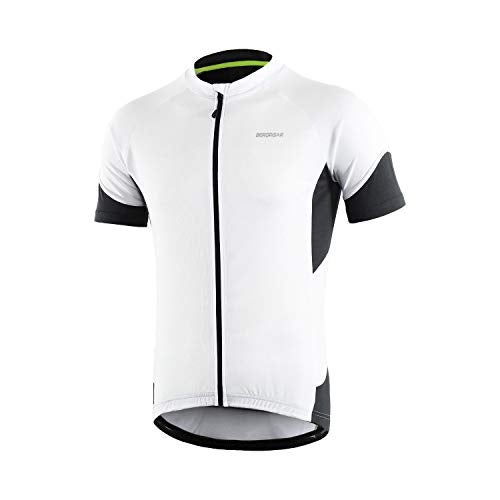 BERGRISAR Men's Basic Cycling Jerseys Short Sleeves Mountain Bike Bicycle Shirt Zipper Pockets White Size X-Large - Image 1