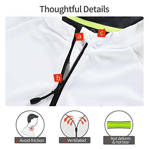 BERGRISAR Men's Basic Cycling Jerseys Short Sleeves Mountain Bike Bicycle Shirt Zipper Pockets White Size X-Large - Image 5