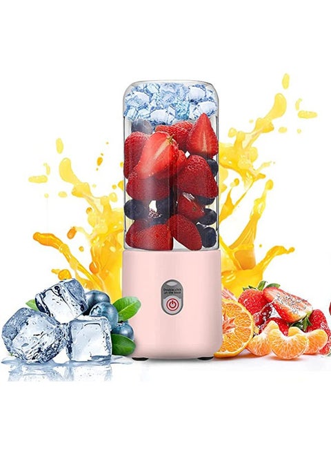 Portable Mini Juicers with 6 Blades, Mini Blender, Rechargeable Blender with 6 Blades, Portable Smoothie Mixer for Home Office Gym (Pink)