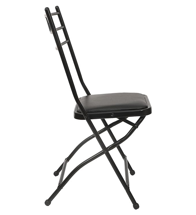 GoKoo 18inch Seating Height Metal Folding Chair with Cushion in Black for Home Showroom Garden Breakfast MetalBlack - Image 4