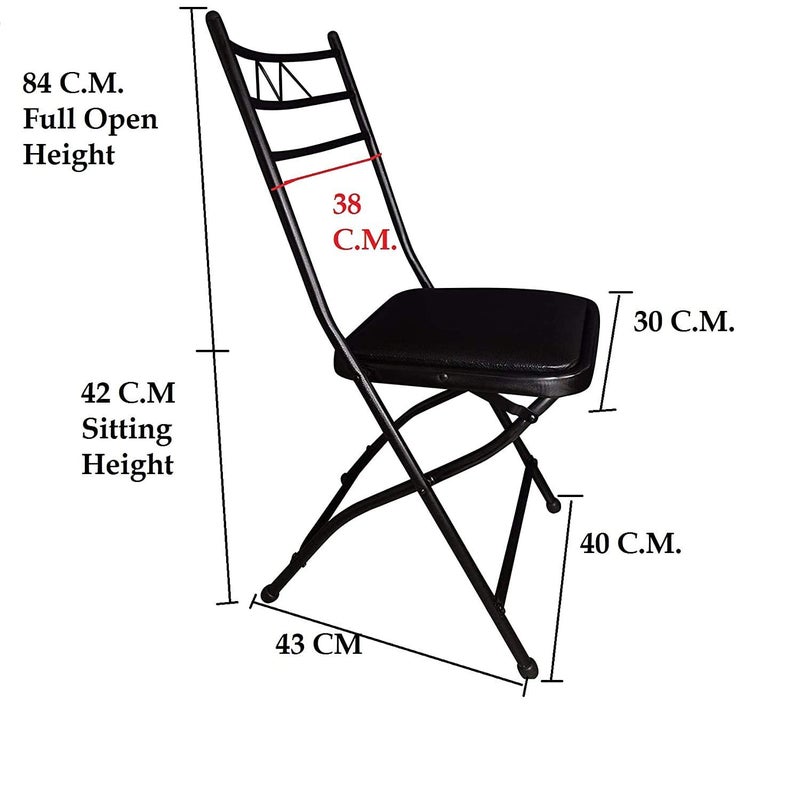 GoKoo 18inch Seating Height Metal Folding Chair with Cushion in Black for Home Showroom Garden Breakfast MetalBlack - Image 3