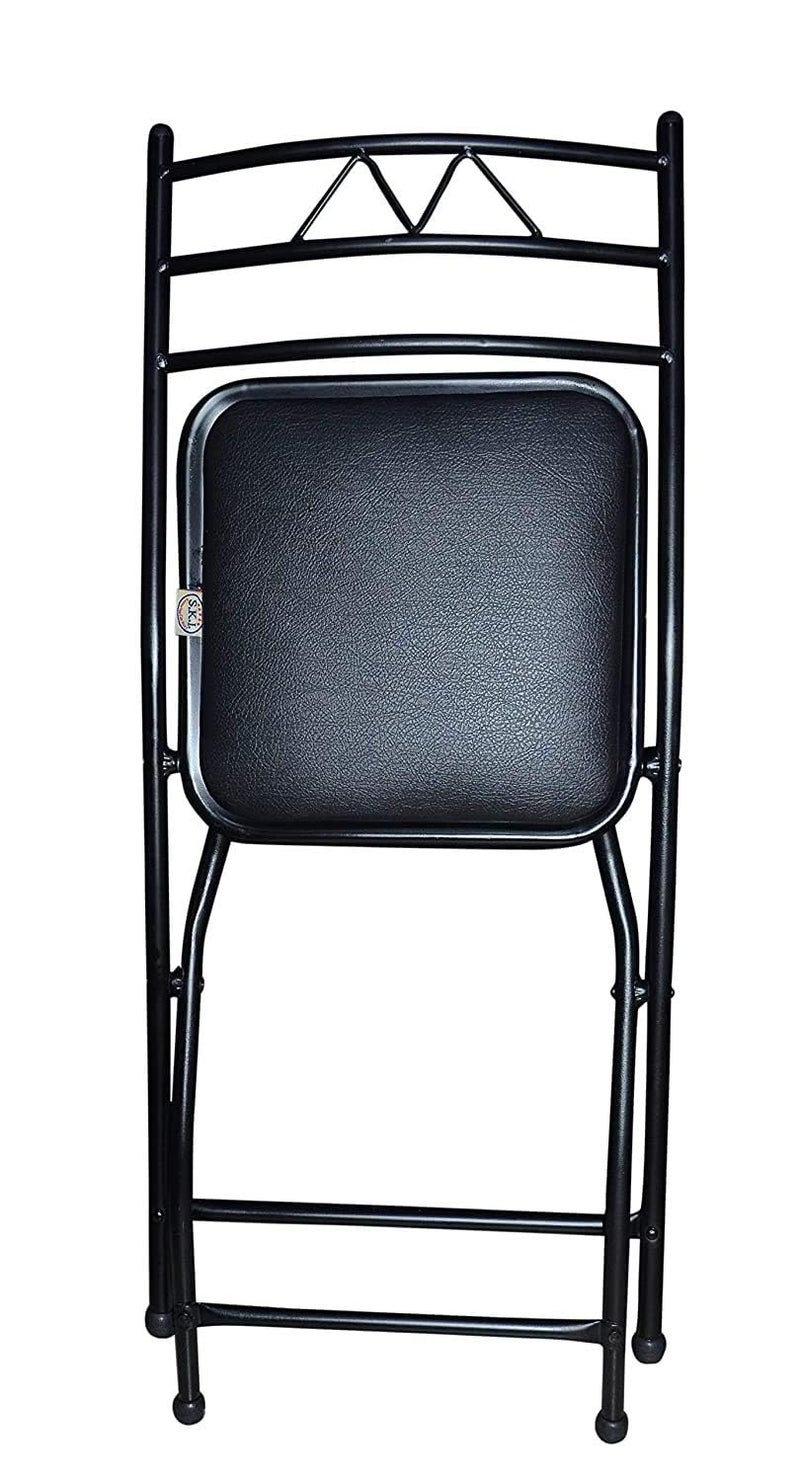 GoKoo 18inch Seating Height Metal Folding Chair with Cushion in Black for Home Showroom Garden Breakfast MetalBlack - Image 1