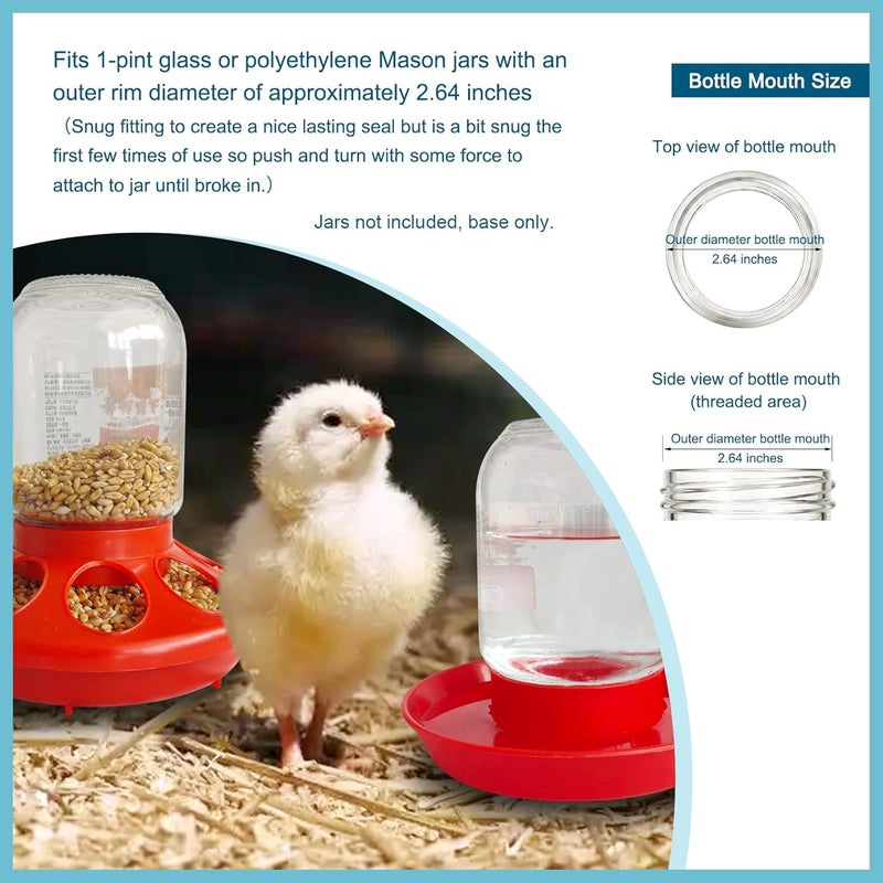 Bonchoice No Drown Screw-On Quail Waterer and Feeder Base Quail & Chick Compatible with 1 Quart Threaded Neck Bottle（Bottle not Included） - Image 2