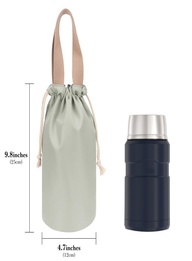 Linkidea Insulated Food Jar Storage Bag, Portable Drawstring Wrap with Hand Strap, Lunch Box Carrier for Food Can, Compatible with Thermos 24 oz & Simple Modern 16 oz & Stanley 18 oz (Green) - Image 2