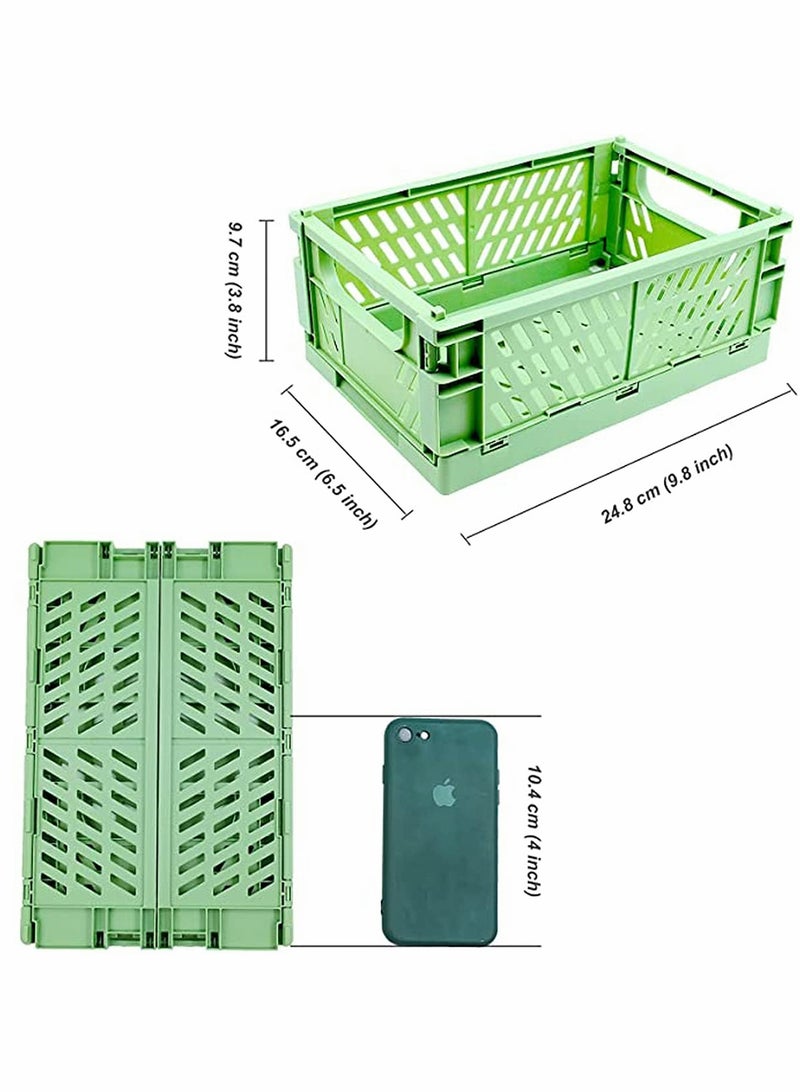 KASTWAVE ٤ عبوات سلال بلاستيكية للرفوف لتخزين المنزل والمطبخ، سلال تخزين قابلة للتكديس والطي لغرفة النوم والحمام والمكتب - Image 3