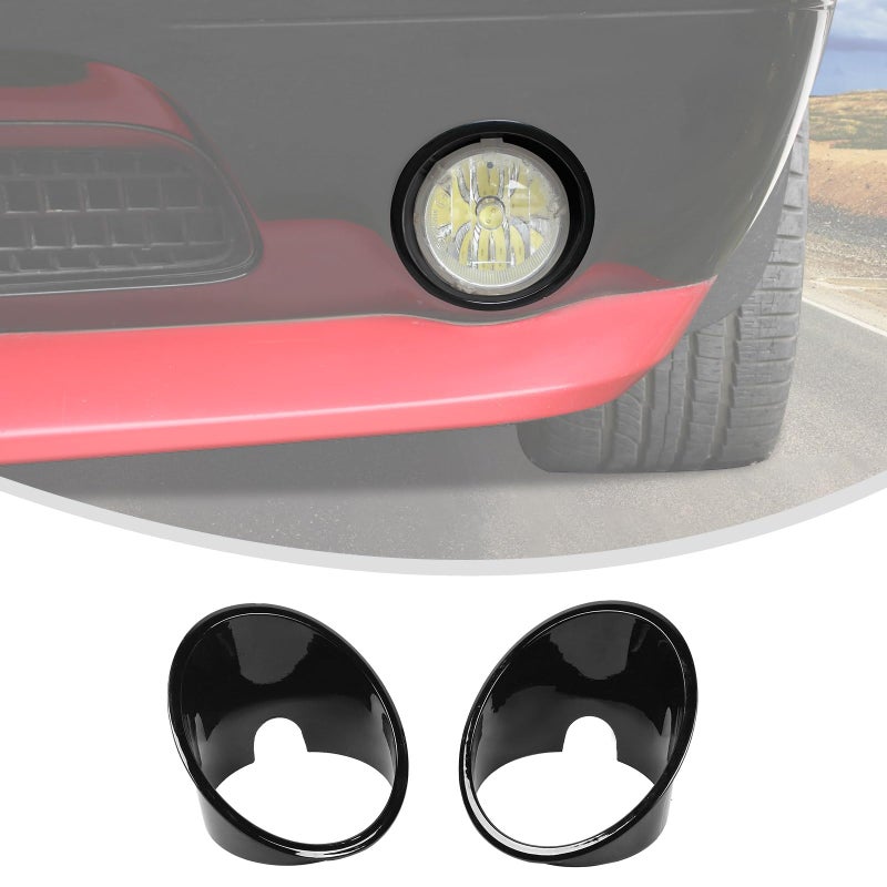 Linskip Front Fog Light Covers Fit for Dodge Challenger 2009 2010 2011 2012 2013 2014 for Dodge Challenger Fog Lamp Trim Exterior AccessoriesGloss Black