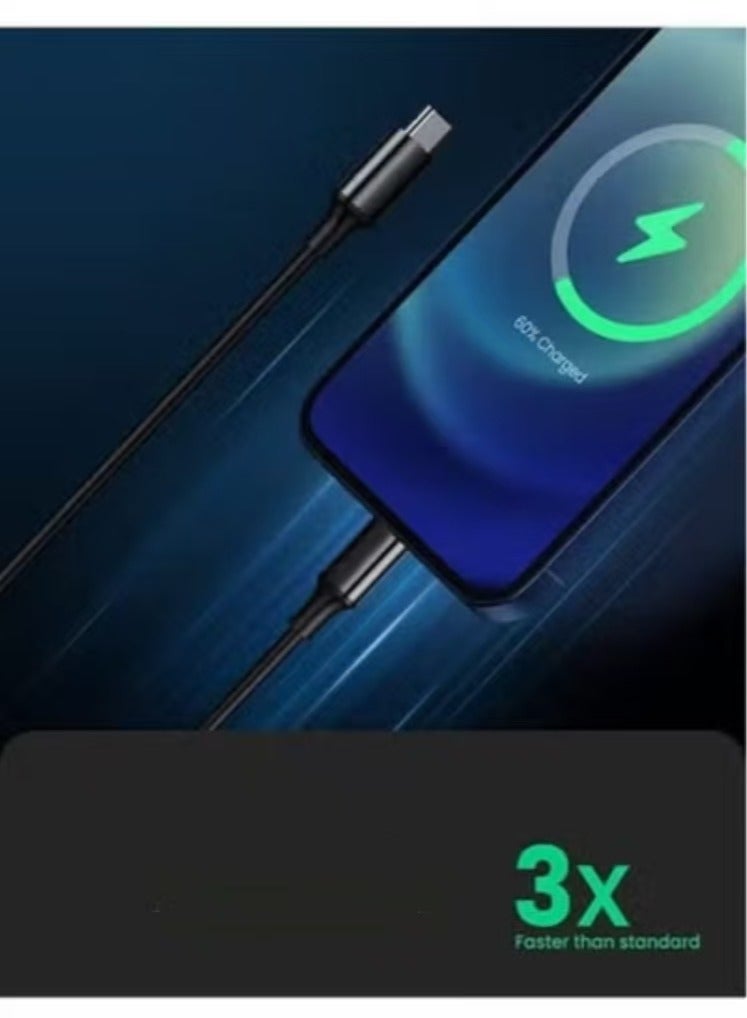 Captaintech 2-Pack 60W USB-C to USB-C Fast Charging Cables (2M/6.6ft) - 3A PD Power Delivery Compatible with iPhone 15, MacBook, iPad Pro, Samsung Galaxy S21/S20/S10/S9/S8 u0026 More - Image 3