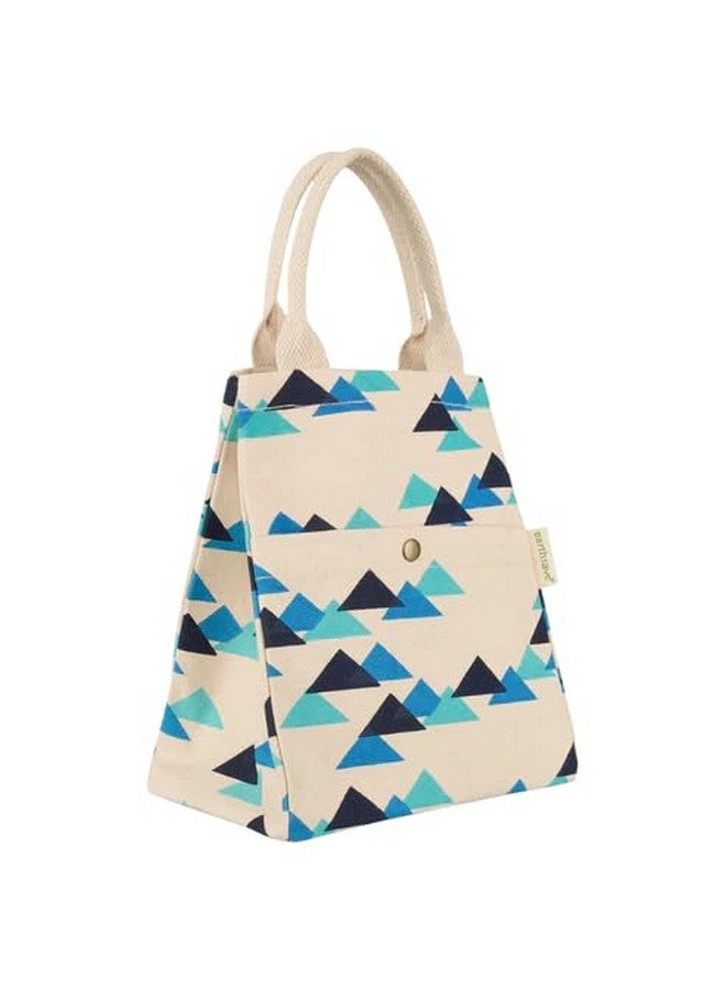 earthsave Insulated Lunch Bag for Office Women & Men (Blue & White) | Eco-Friendly Canvas Tiffin Bags for School, Cotton Drawstring Lunch Bag for Kids| Cloth Lunch Box Bags | Small Lunch Bag - Image 1