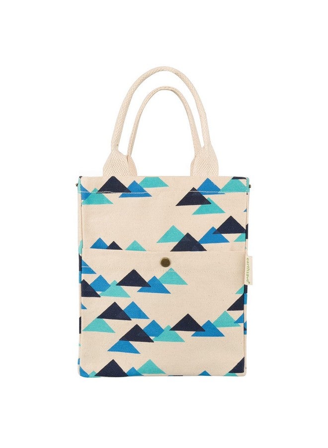 earthsave Insulated Lunch Bag for Office Women & Men (Blue & White) | Eco-Friendly Canvas Tiffin Bags for School, Cotton Drawstring Lunch Bag for Kids| Cloth Lunch Box Bags | Small Lunch Bag - Image 3