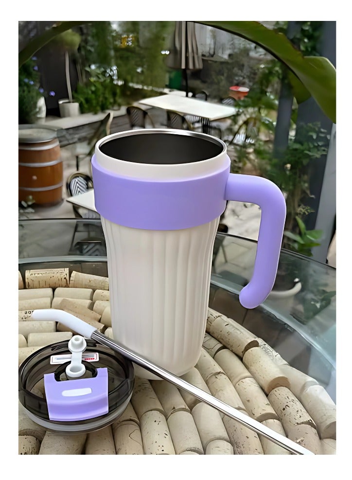 Twisoo Insulated Tumbler with Handle and Straw Lid, Stainless Steel Coffee Mug Portable Coffee Tumbler Leak-Proof Coffee Cup Travel Mug Hot and Cold BPA-Free Fit in Car Cup Holder 860ml (Black) - Image 4