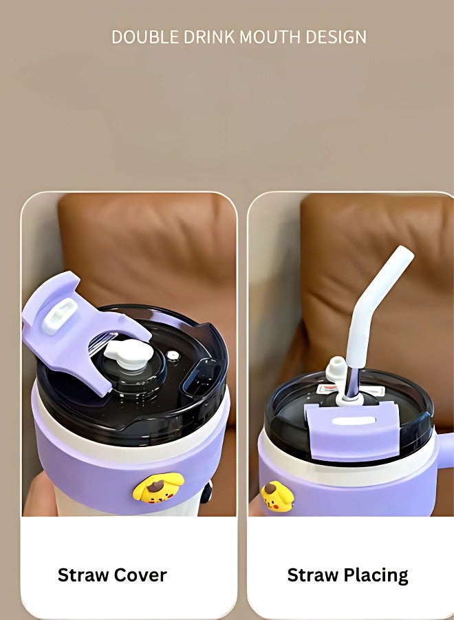 Twisoo Insulated Tumbler with Handle and Straw Lid, Stainless Steel Coffee Mug Portable Coffee Tumbler Leak-Proof Coffee Cup Travel Mug Hot and Cold BPA-Free Fit in Car Cup Holder 860ml (Black) - Image 5