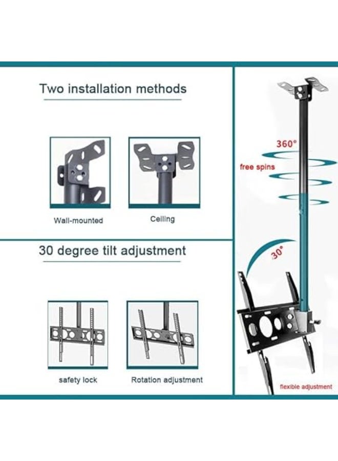 Adjustable Ceiling & Wall TV Mount Bracket for 32" to 55" LCD/LED TVs – Tilt, Swivel & Telescoping Height – Supports up to 50 kg – VESA 400x400 mm – Black - Image 4