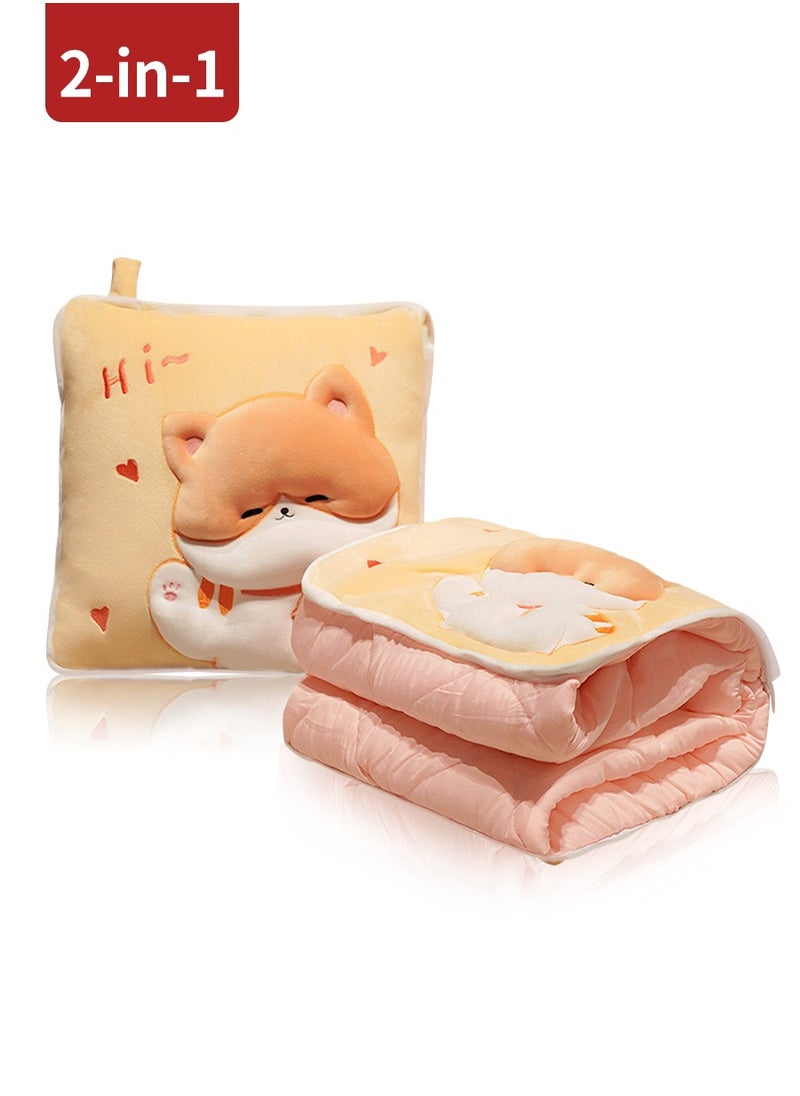 Beirui 2 in 1 Blanket Pillow, Travel Blanket Pillow, Cute Cartoon Look, Soft Airplane Blanket 2 in 1 Combo Set, Blanket Compact Foldable, Flight Essentials Car Pillow, Traveler Gift Accessory Luggage Backpack Strap  - Image 1