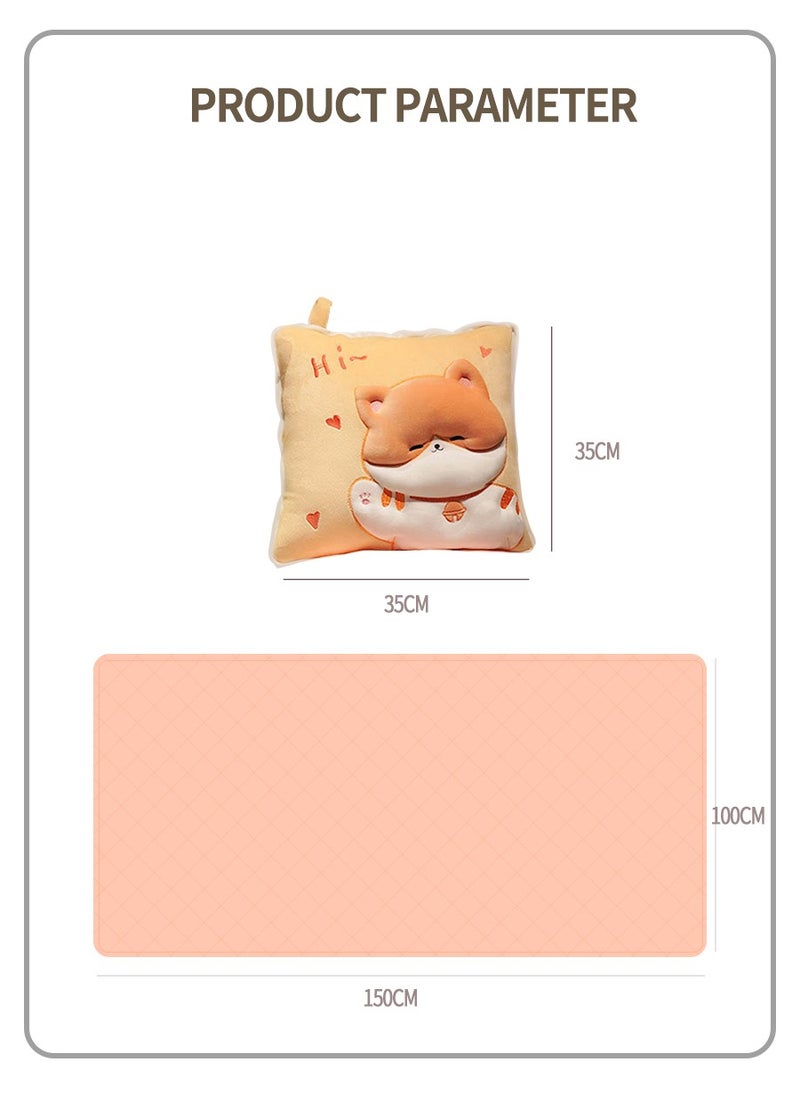 Beirui 2 in 1 Blanket Pillow, Travel Blanket Pillow, Cute Cartoon Look, Soft Airplane Blanket 2 in 1 Combo Set, Blanket Compact Foldable, Flight Essentials Car Pillow, Traveler Gift Accessory Luggage Backpack Strap  - Image 3