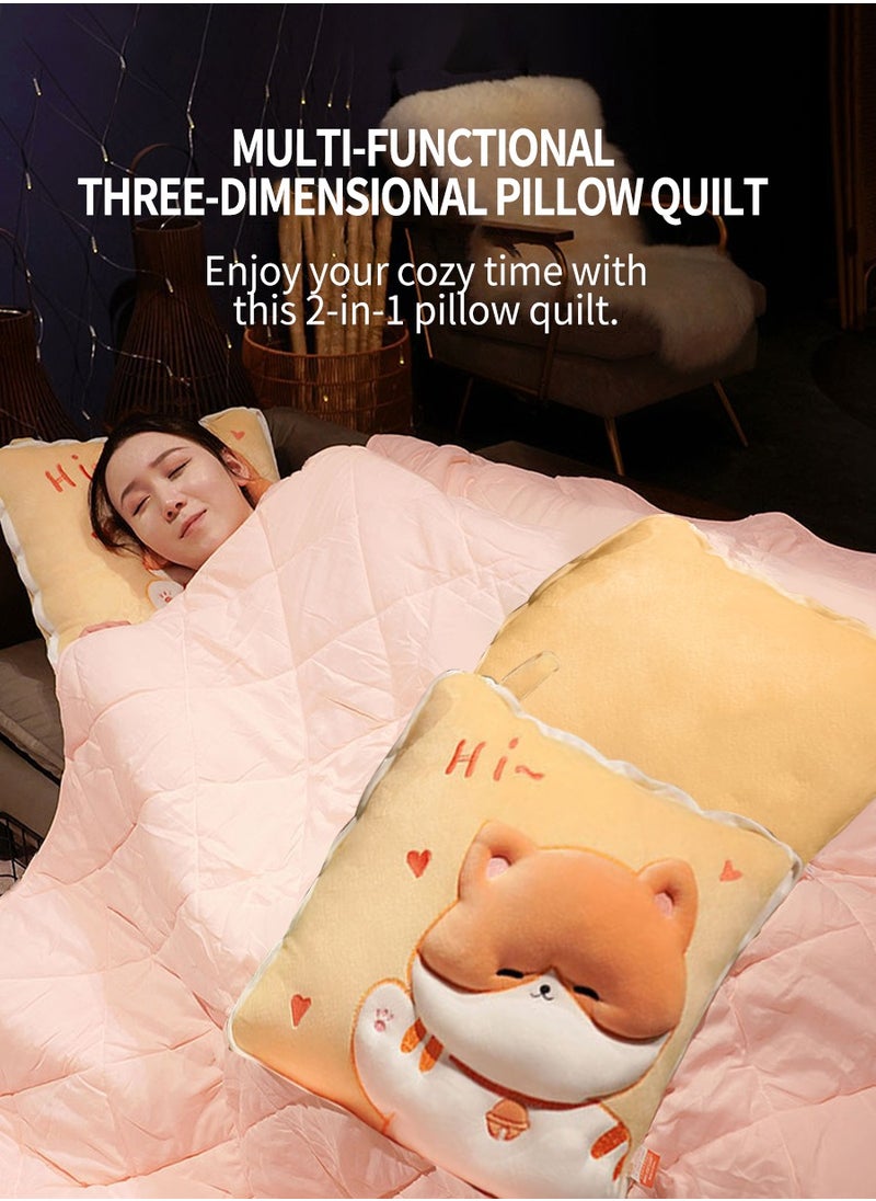 Beirui 2 in 1 Blanket Pillow, Travel Blanket Pillow, Cute Cartoon Look, Soft Airplane Blanket 2 in 1 Combo Set, Blanket Compact Foldable, Flight Essentials Car Pillow, Traveler Gift Accessory Luggage Backpack Strap  - Image 2