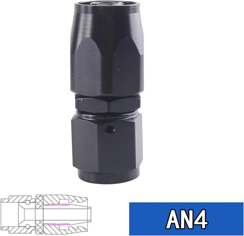 Banjo Fitting 3sets AN4 AN6 AN8 AN10 Straight 45°90°120°180Degree Oil Fuel Swivel Hose End Fitting Adaptor Kit(AN4 Straight Black) - Image 2