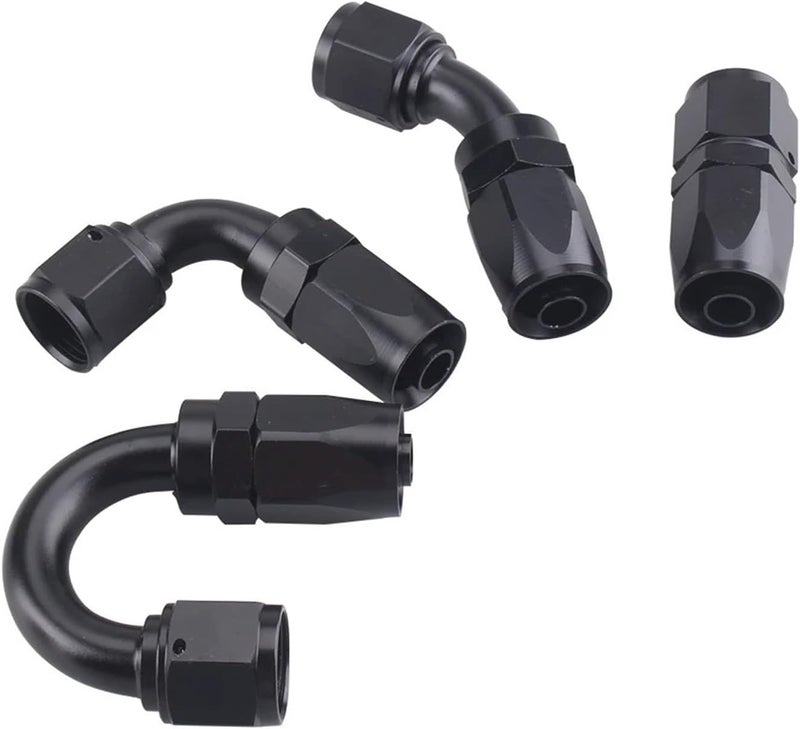 Banjo Fitting 3sets AN4 AN6 AN8 AN10 Straight 45°90°120°180Degree Oil Fuel Swivel Hose End Fitting Adaptor Kit(AN4 Straight Black) - Image 1
