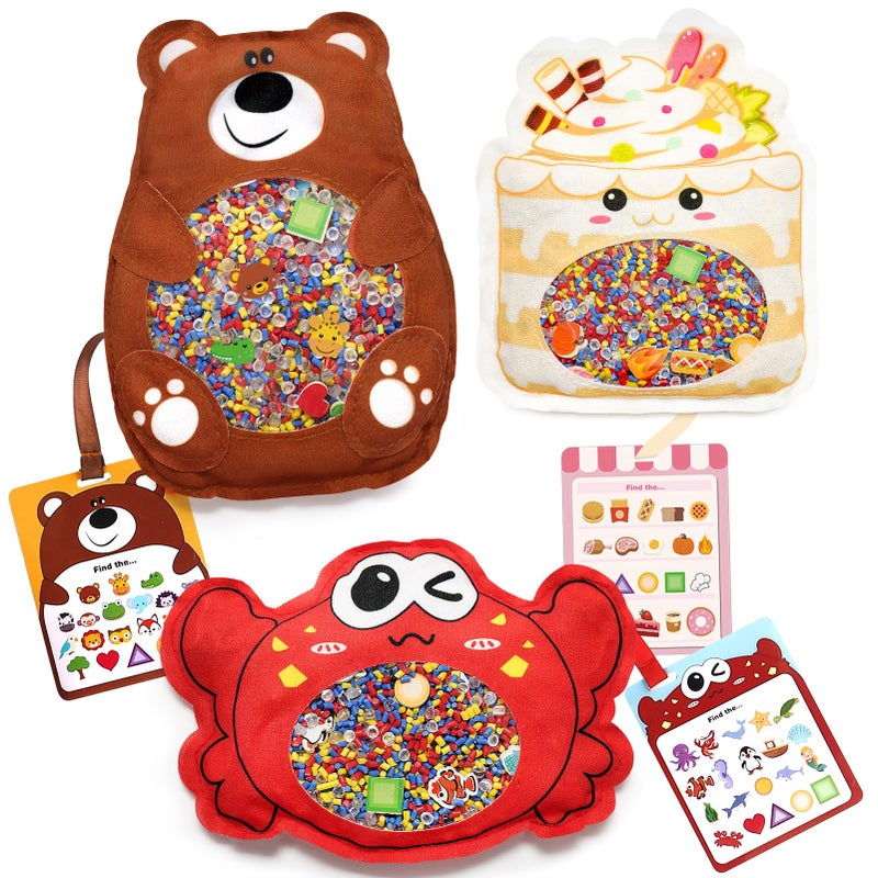 Joyreal Hide and Seek Busy Bag 3 Pack Seek and Find Hidden Object Game Sensory Hidden Object Search Problem Solving Travel Game for Kids 3 Including Alphabet Food Fish Animal - Image 3