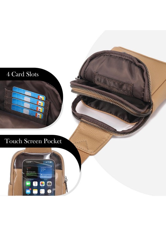 INICAT Small Crossbody Sling Bags for Women Vegan Leather Cell Phone Purse Fanny Packs for Women Men(Touchscreen-Vintage Khaki) - Image 3