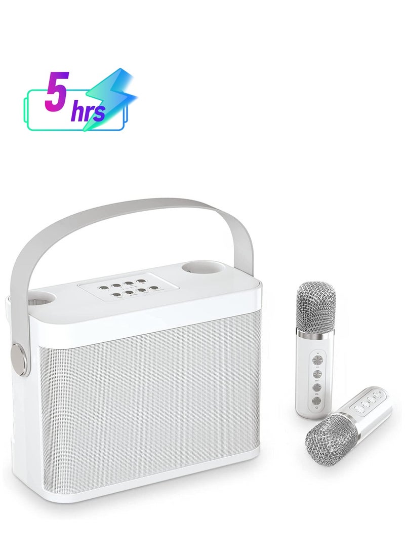 Arabest - Bluetooth Speaker with 2 Wireless Microphones, Upgraded PA Speaker System, Singing Machine with Echo and Vocal Cut, Support TF, AUX-in, Suitable for Party, Conference, Wedding (White) - Image 1