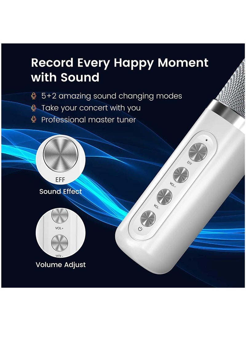 Arabest - Bluetooth Speaker with 2 Wireless Microphones, Upgraded PA Speaker System, Singing Machine with Echo and Vocal Cut, Support TF, AUX-in, Suitable for Party, Conference, Wedding (White) - Image 1