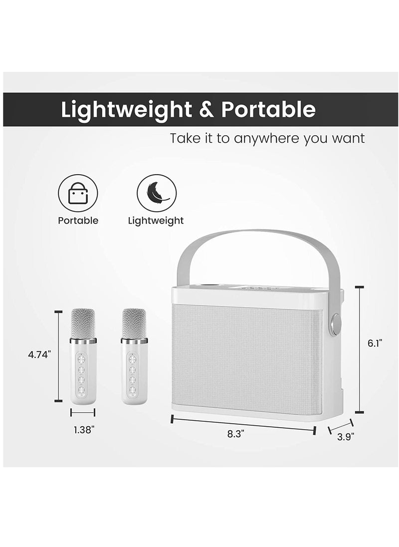 Arabest - Bluetooth Speaker with 2 Wireless Microphones, Upgraded PA Speaker System, Singing Machine with Echo and Vocal Cut, Support TF, AUX-in, Suitable for Party, Conference, Wedding (White) - Image 1
