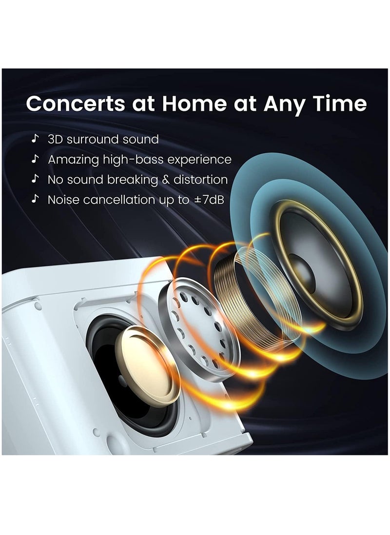 Arabest - Bluetooth Speaker with 2 Wireless Microphones, Upgraded PA Speaker System, Singing Machine with Echo and Vocal Cut, Support TF, AUX-in, Suitable for Party, Conference, Wedding (White) - Image 1