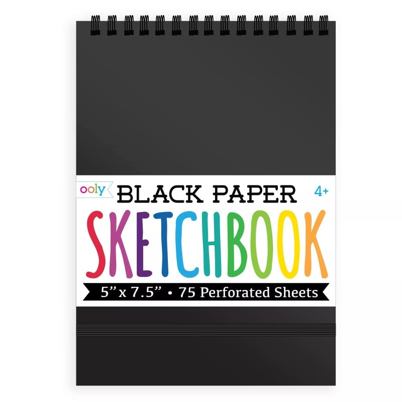 OOLY DIY Cover Small Sketchbook 5 x 75 Inches Black Paper Sketchbook Drawing Book for Kids Artists Drawing Pad for Gel Pens and White Pencils