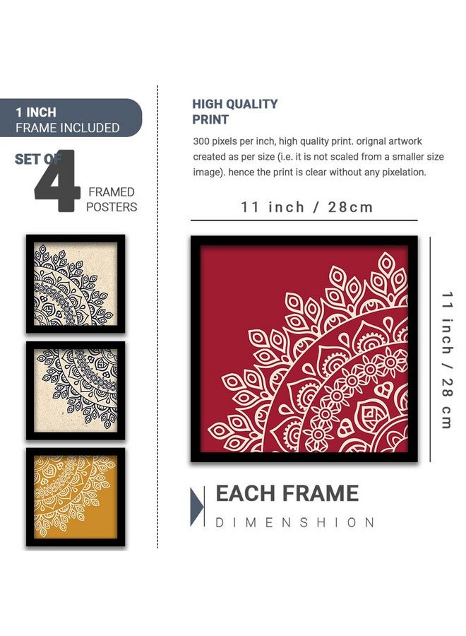 Digital Art Mandala Paintings - Set of 4 Modern Wall Frames for Elegant Home Décor Paintings for Stylish Living Room Decoration - Image 2