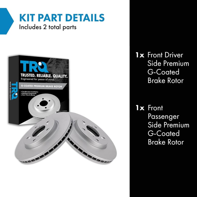 TRQ Front Brake Rotor Set G Coated Vented Compatible with 2005-2010 Honda Odyssey - Image 2