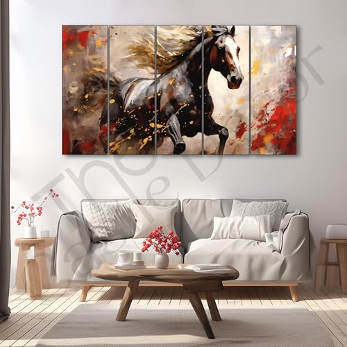 The Castle Decor Modern horses painting with frame Big Size 27x48 Wall art for living room,Bedroom,Drawing room,Hotels-Wooden Framed-330 - Image 2