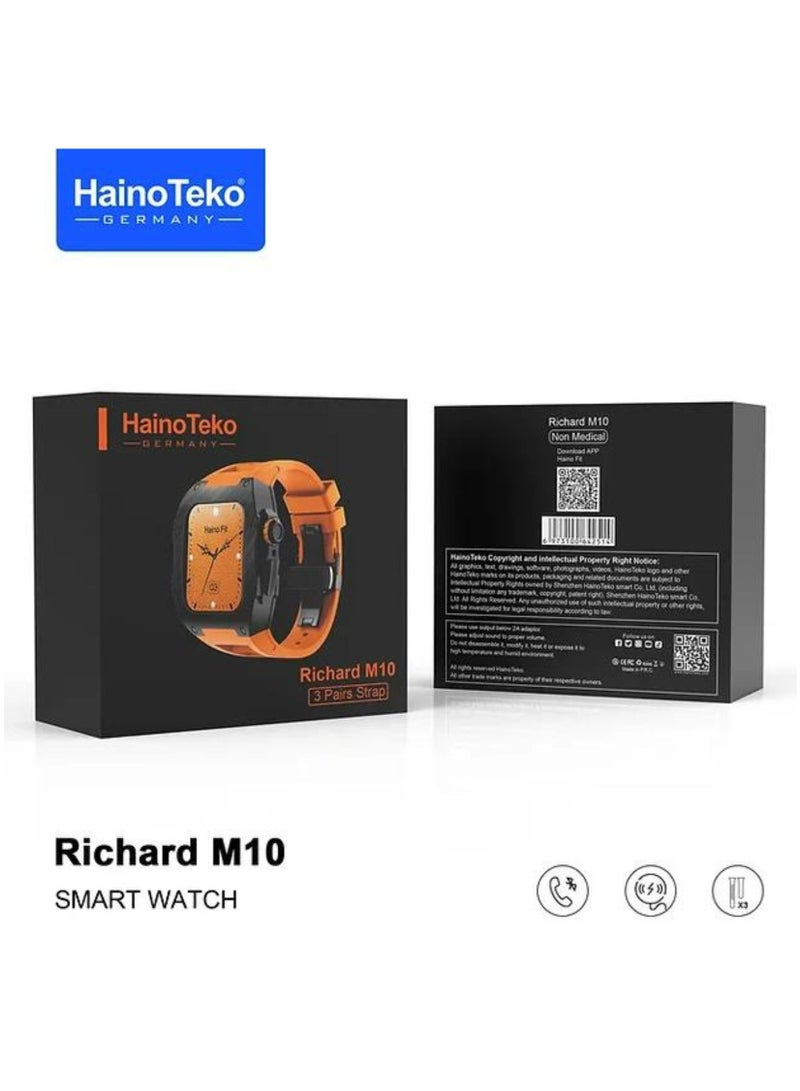 Haino Teko Premium Haino Teko Germany Richard M10 Smartwatch with 3 Pair Strap for Unisex Adults - Image 4