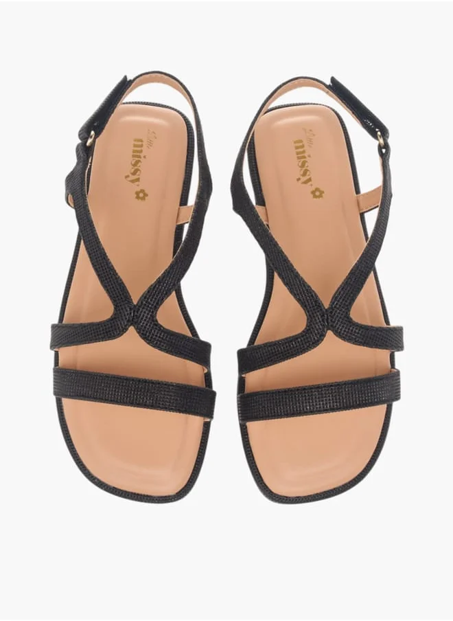 Little Missy Girls Strappy Sandals With Hook And Loop Closure
