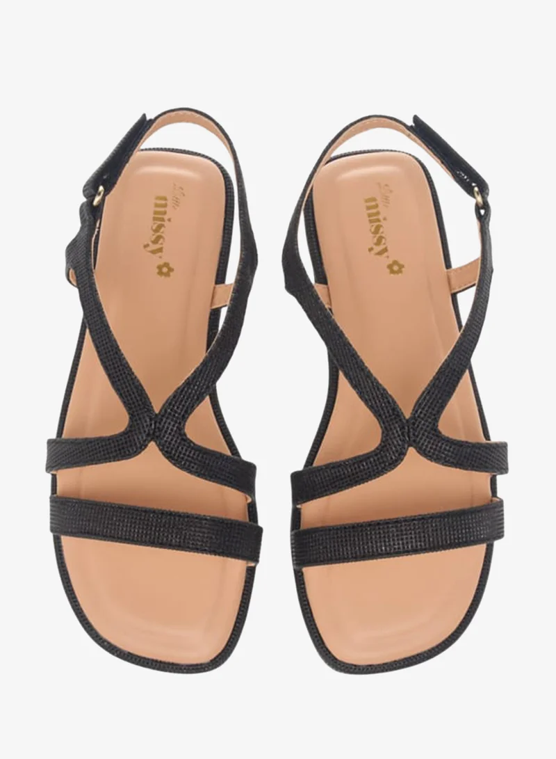 Little Missy Girls Strappy Sandals With Hook And Loop Closure