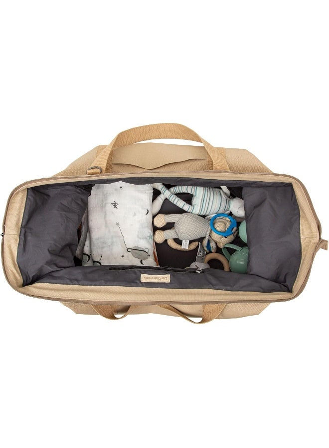 Family Travel Bag Spacious & Durable Canvas Duffle For Parents & Kids, Perfect For Weekend Getaways, Beach, & Everyday Use (Linen)