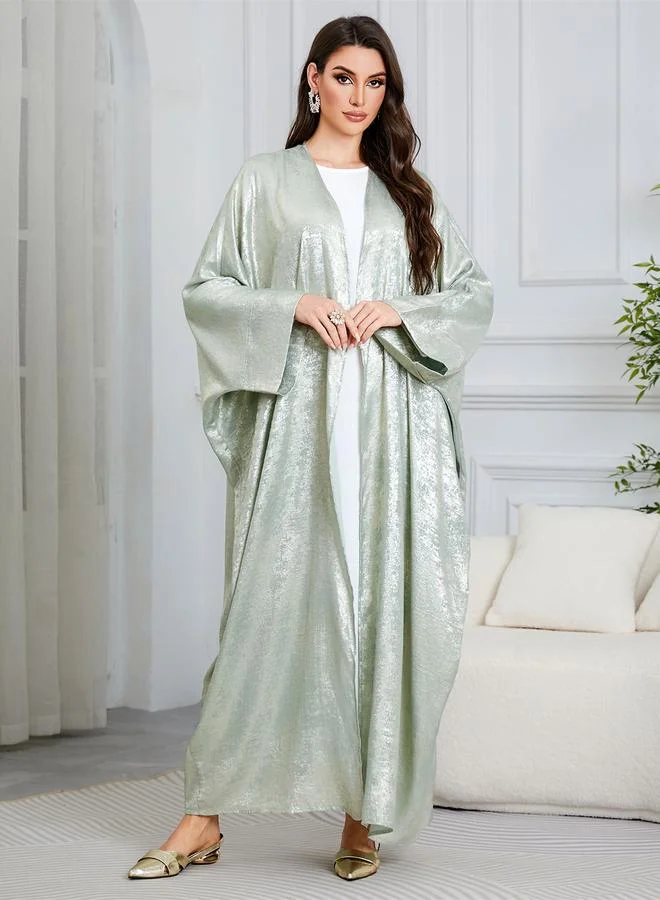 Take Two Green Batwing Sleeves Open Front Abaya