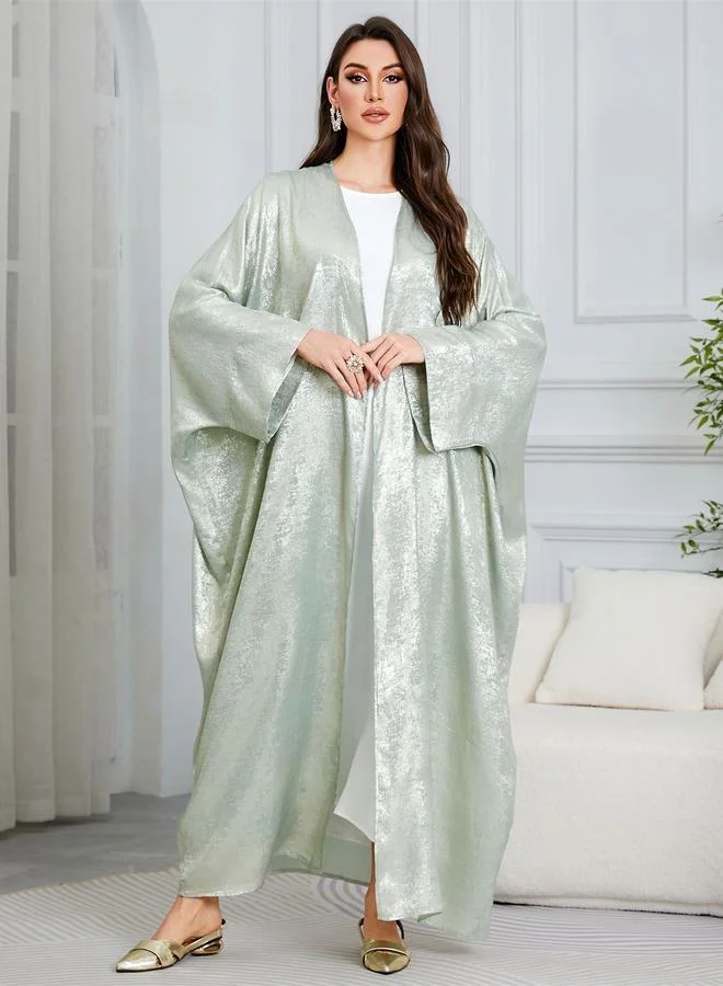 Take Two Green Batwing Sleeves Open Front Abaya