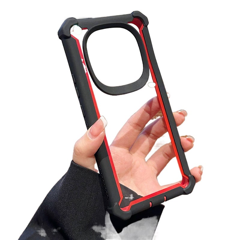 MS غطاء واقي، وردي Acrylic، حماية من السقوط، مقاوم للصدمات لـ Redmi Note 14 من الأكريليك باللون الوردي باللون الأحمر - Image 4