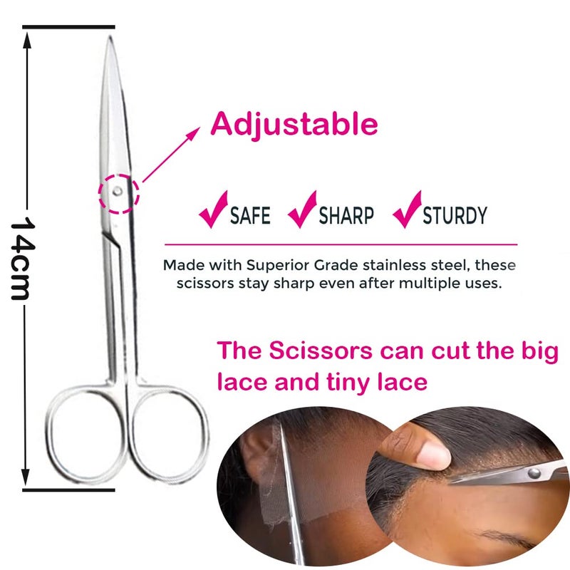 Miaubaa Wig Kit for Lace Front Wigs for Beginners 7Pcs, Lace Melting Elastic Band for Wigs, Edge Laying Scarf with Wig Caps, Eyebrow Razors, Tweezers, Edge Brush, Wig Grip Headband, Mini Scissors - Image 4