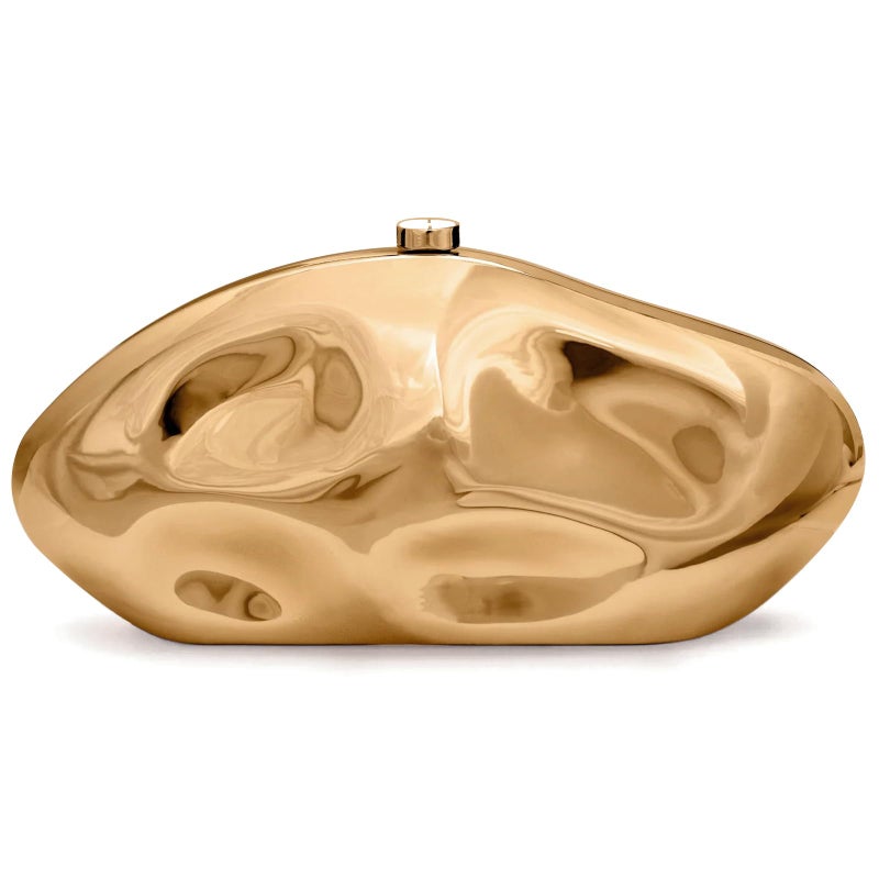NEWROGENG Acrylic Clutch Purse for Women Evening Bag, Irregular Shell Acrylic Purse Box Clutch with Chain for Party Wedding Prom, Champagne Gold - Image 1